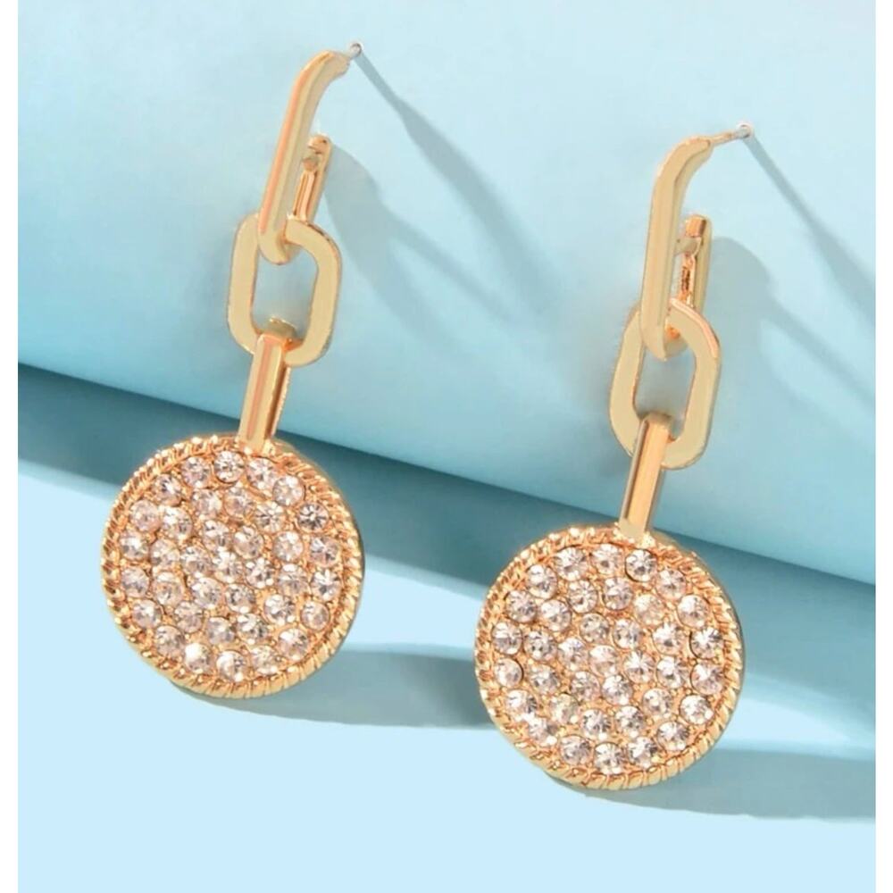 Chunky Chain Rhinestone Drop Earrings
